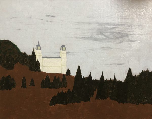 Manti Temple painting with first ground layer