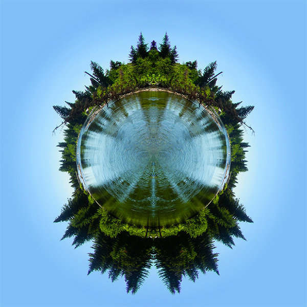 Cottonwood Creek Mirrored Stereographic Projection digital art by K. Bradley Washburn
