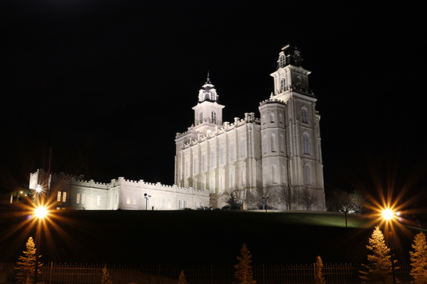 Manti Temple at Night photograph by K. Bradley Washburn