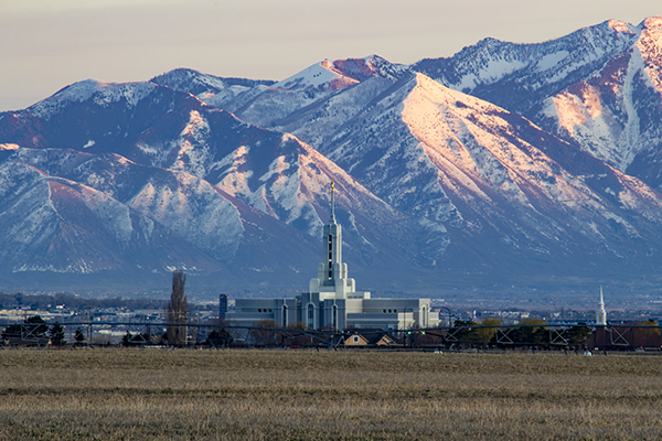 Mount Timpanogos Temple at Dusk photograph by K. Bradley Washburn
