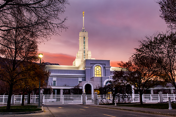 Mount Timpanogos Temple at Sunrise photograph by K. Bradley Washburn