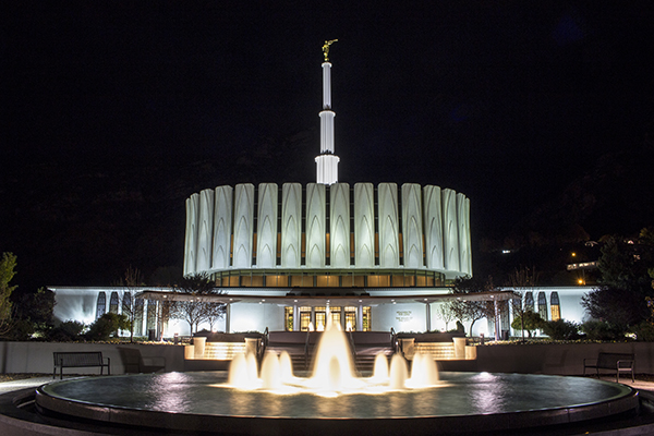 Provo Temple at Night photograph by K. Bradley Washburn