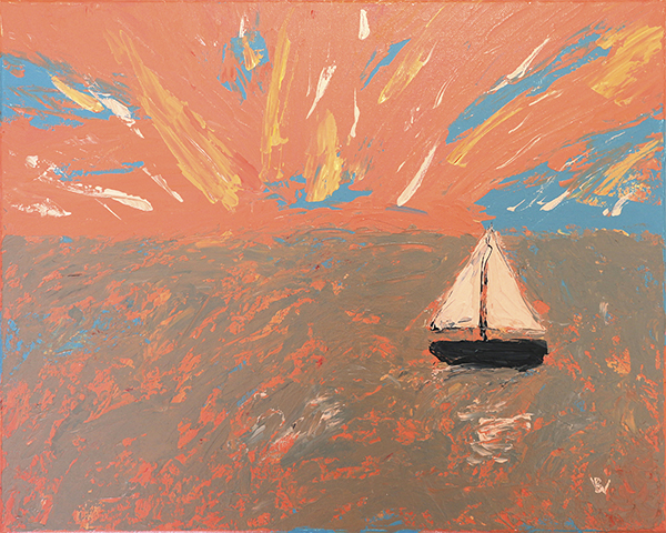 Sailboat at Sunset painting by K. Bradley Washburn
