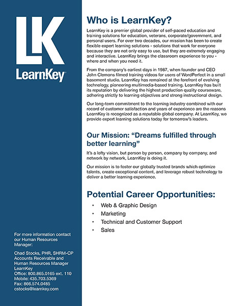 Flyer: Who is LearnKey?